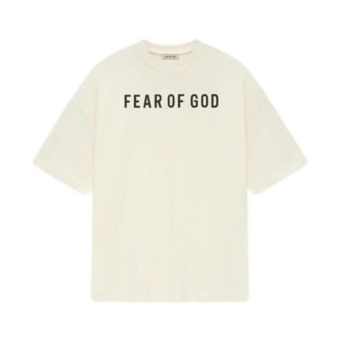 Logo Print Creme T-shirt Jersey Tekstur