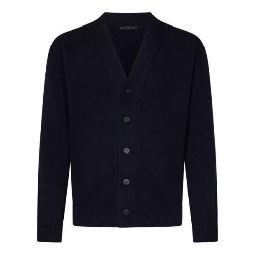 Navy Blue Wool Cashmere Cardigan