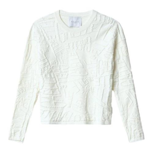 Langærmet Mønstret Pullover Off White