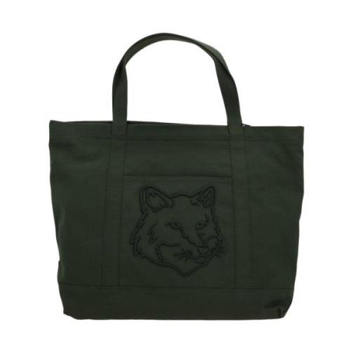 Canvas Tote Taske med Fox Broderi