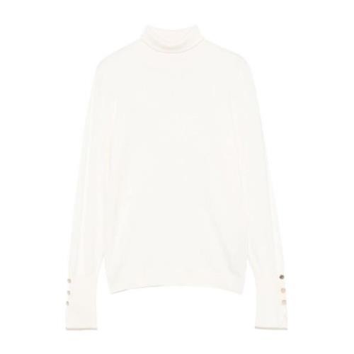 Hvid Strikket Rullekrave Sweater