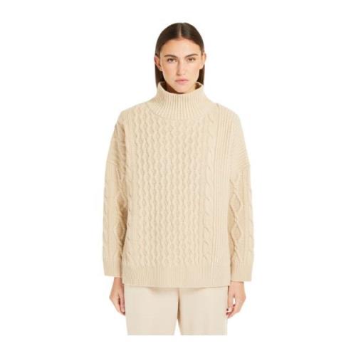 Patchwork Polo-neck Uld Sweater