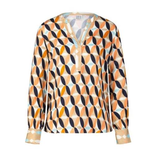 Farverig Geometrisk Bluse Skjorte