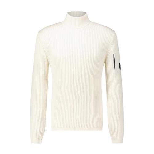 Ribstrikket turtleneck sweater med lynlåslomme