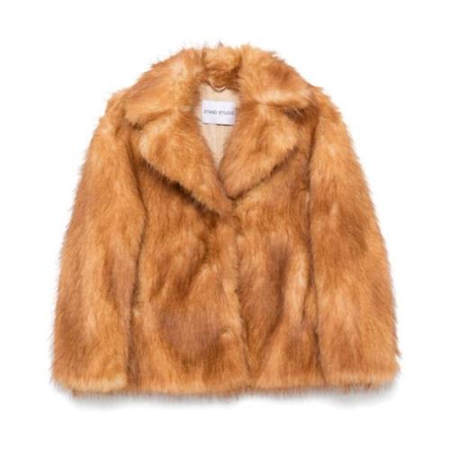 Faux-Fur Brun Jakke Bred Revers