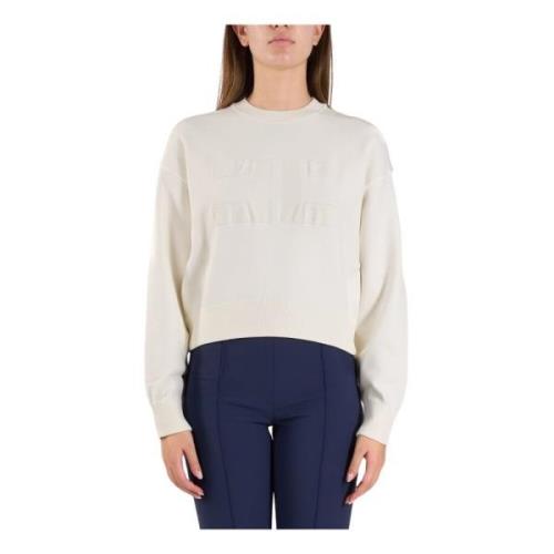 Cropped Viskosesweatshirt med Logo Broderi