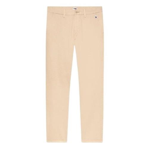 Beige Chino Bukser med Bomuldstwill