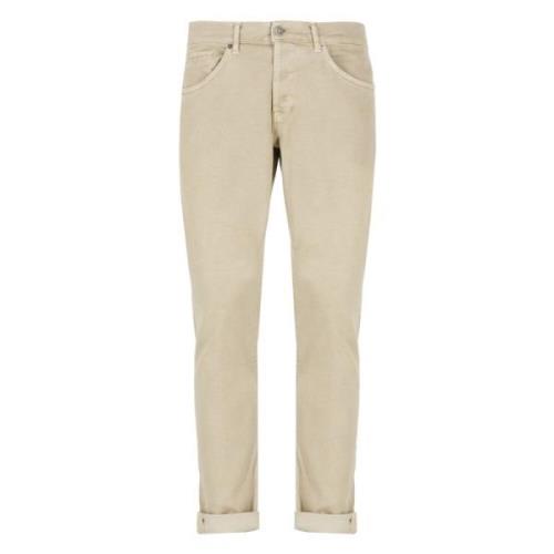 Beige Bomuld Jeans med Broderi