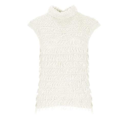 Ivory Ærmeløs Høj Hals Sweater