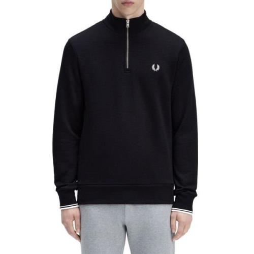 Halv Zip Sweatshirt Sort Bomuld