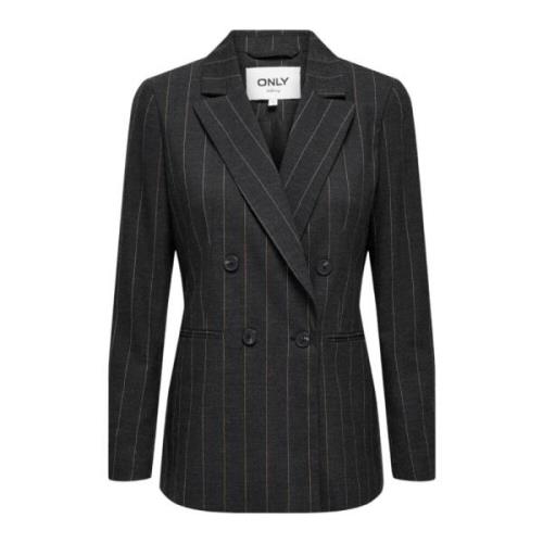 Pinstripe Grå Blazer med Reverskrave