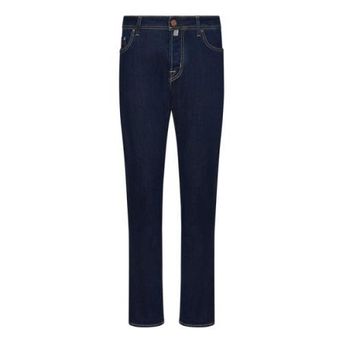 Blå Skinny Fit Jeans med Logo Broderi