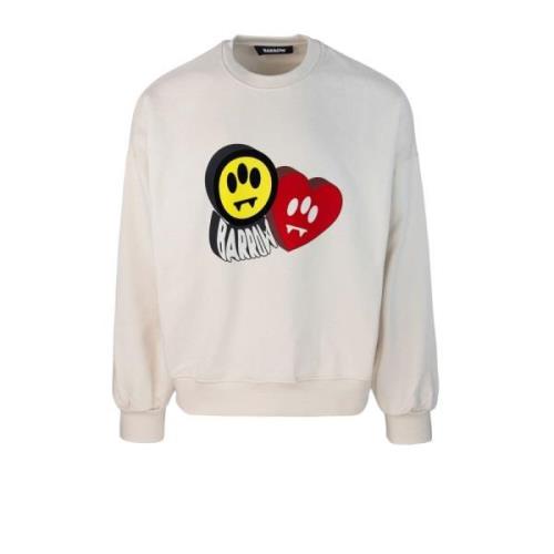 Hvid Sweater med Flock Print