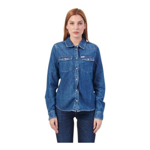 Blå Denim Slim Fit Skjorte