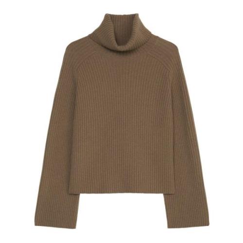 Ribstrikket turtleneck sweater løs