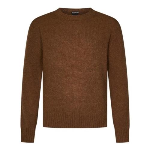 Brun Ribstrikket Crewneck Sweater Alpaca