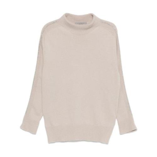 Brun Uld-Kashmir Sweater med Perle Trim