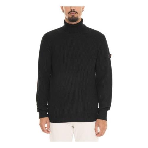 Ribbet Turtleneck Pullover med Armlogo