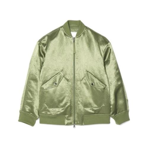 Satin Bomberjakke i Khaki