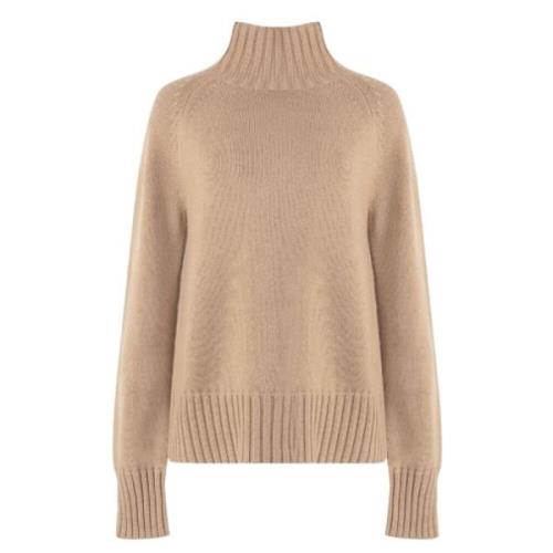 Kamel Turtleneck Uld Cashmere Sweater