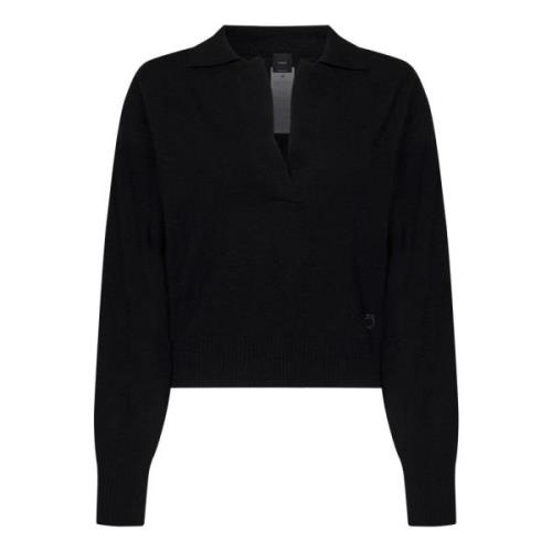 Sort V-Hals Sweater Elegant Stil