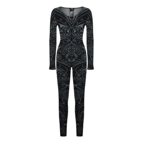 Grå Paisley Catsuit Overall Kjole