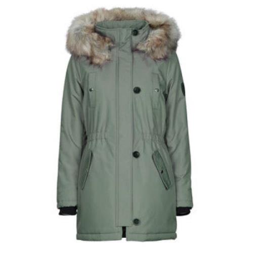 Vinter Pels Parka i Khaki