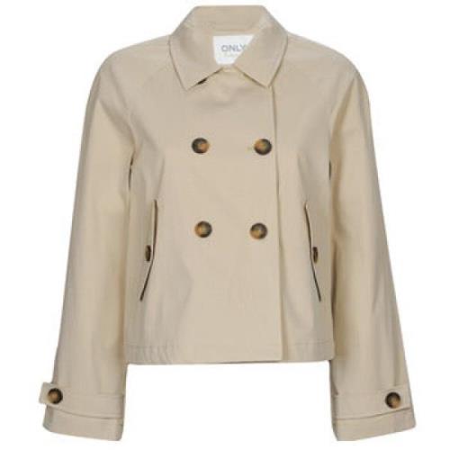 Kort Beige Trenchcoat til Kvinder