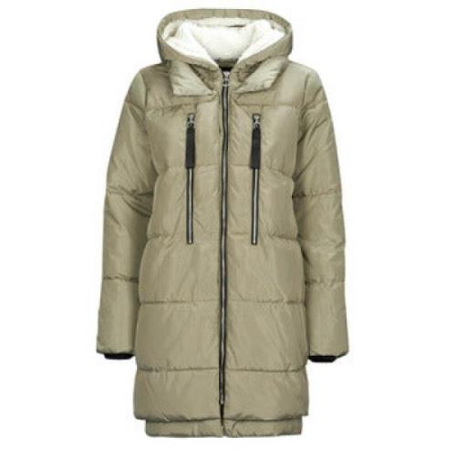 Lang Puffer Frakke Beige Kvinder