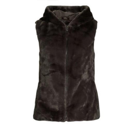 Faux Fur Vest Brun Kvinder