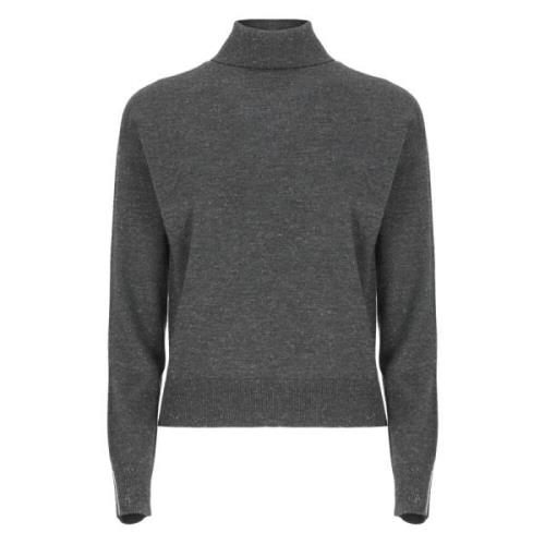 Mørkegrå Uld Høj Hals Sweater