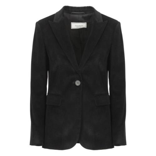 Sort Viskose Blazer Peak Revers Jakke