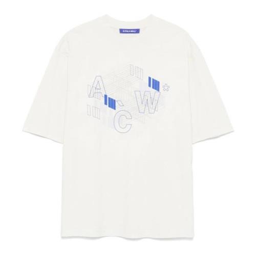 Beige Bomuld T-shirt med Logo Print