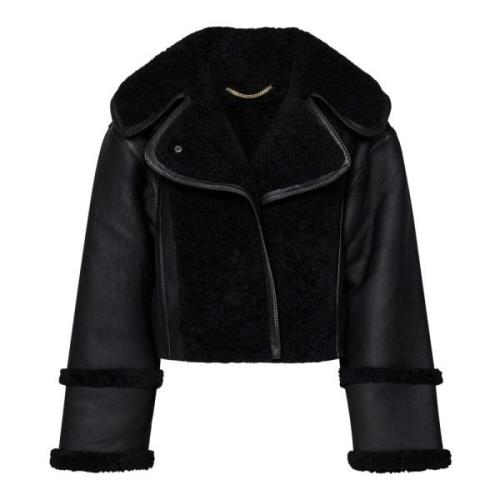 Sort Shearling Aviator Jakke