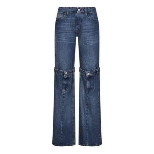 Blå Lagdelt Åben Knæ Jeans