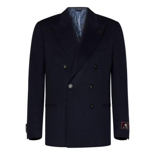 Marineblå Cashmere Dobbeltbrystet Blazer