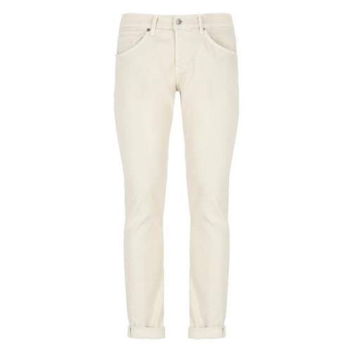 Ivory Bomuld Jeans med Broderi