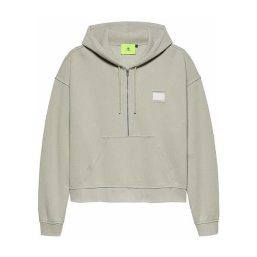 Grå Bomuld Half Zip Hoodie