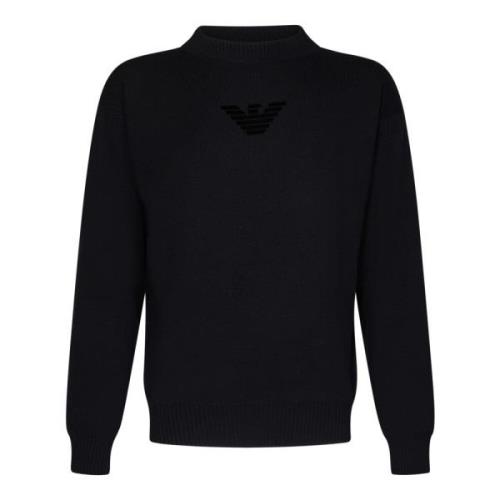 Sort Sweater med Ribbed Detaljer