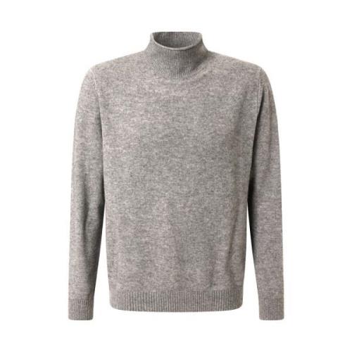 Grå Uld Cashmere Sweater med Høj Krave