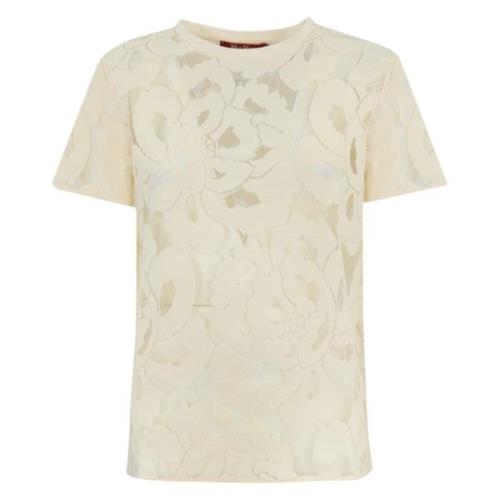 Blomstret Blonde T-shirt Elfenben