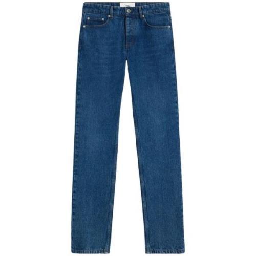 Blå Denim Knapp Fly Jeans