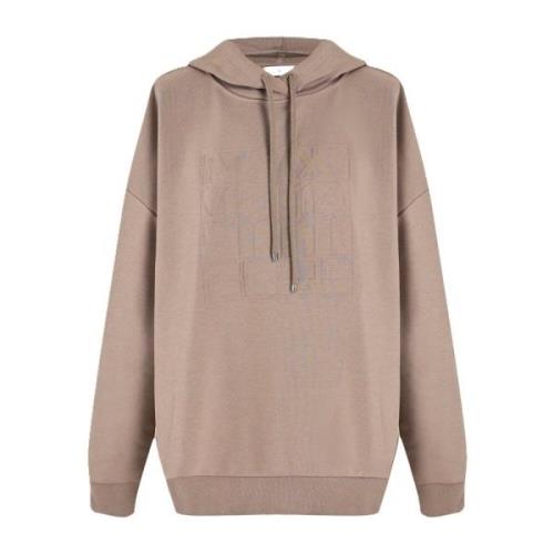 Grå Beige Sporty Style Jumper med Logo Relief