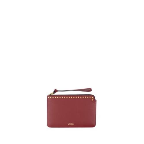 Burgundy Læder Flat Pouch