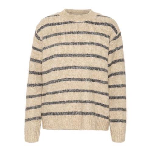 Stribet Pullover Sweater Fjer Grå