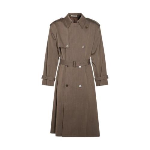 Brun uld trenchcoat jakke