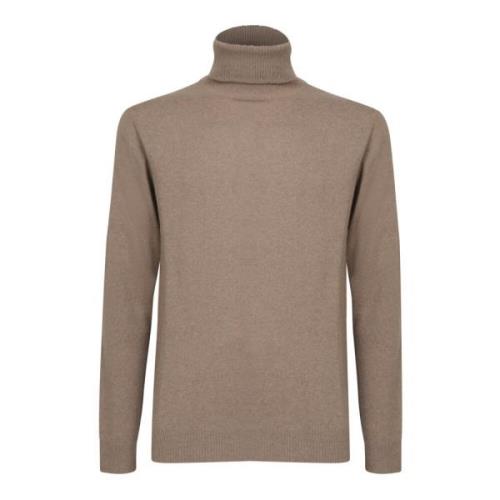 Beige Strikvarer Turtleneck Sweater