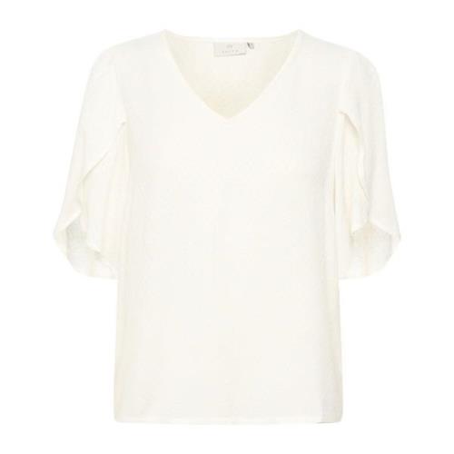 Elegant V-Neck Bluse med Halve Ærmer