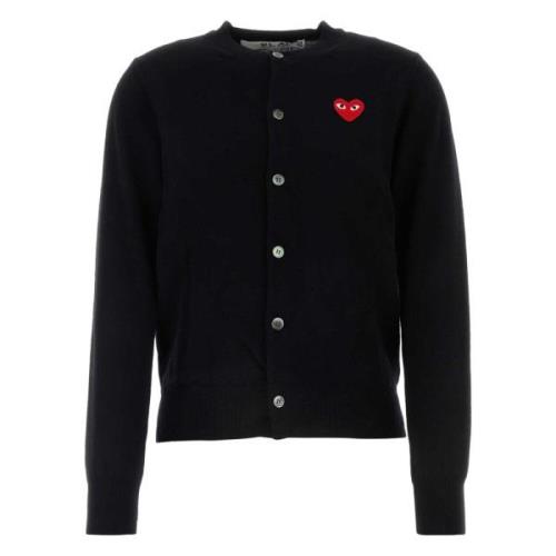 Rød Emblem Strik Rund Hals Cardigan