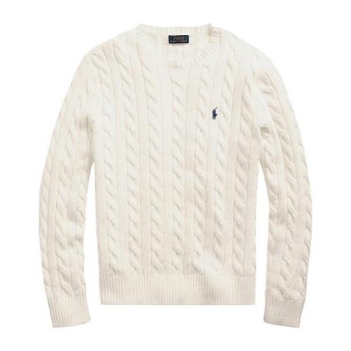 Beige Bomuld Almindelig Pasform Sweater